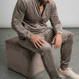 <b>Men</b> <b>Thermal</b> Velvet Tracksuit Set Zip up Hoodie Jogger Pants Soft Velour Streetwear Casual Outfit 100% Polyester - Product Image 6