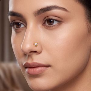 GLEAMORA ENTERPRISE Flower Shape Brilliant Cut Lab Grown <b>Diamond</b> <b>Nose</b> Pin 18K Yellow Gold Plated Certified Luxury <b>Stud</b> Women's - Product Image 4