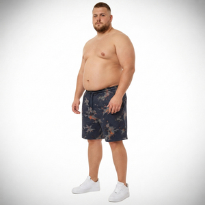 Shorts en molleton grande taille pour hommes, imprimés, avec cordon de serrage à la taille, pour la course, en coton tie-dye, vente en gros - Product Image 2