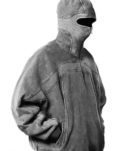 Veste polaire à capuche oversize pour homme, coupe-vent, fermeture éclair, couleur unie, manteau chaud d'hiver, coupe régulière, sweat-shirt tricoté - Product Image 3