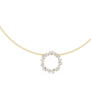 Collar con Colgante de Diamantes Cultivados en Laboratorio en Oro Amarillo de 14K, Elegante Colgante Circular con Diamantes de Corte Mixto en Oro Blanco - Product Image 1