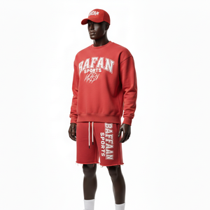 Men Premium Cotton <b>Fleece</b> <b>Sweatshirt</b> And Short Set Heavyweight Screen Print Logo <b>Sweatshirt</b> and Shorts Set Tracksuits for Men - Product Image 4