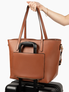 Sac fourre-tout en cuir véritable marron, couleur unie, fermeture à glissière, style minimaliste pour un usage quotidien, sac fourre-tout de travail - Product Image 4