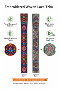 Traditional Eco-Friendly Colorful Floral Jacquard Embroidered Woven Lace Trim Border for Garments Saree Dupatta Craft Sewing - Product Image 6