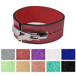 Squat Powerlifting Training Deadlift Pink Sparkle 10MM Aluminum Lever Belt for <b>Women</b> Glitter Gym Leather <b>Weight</b> Lifting - Product Image 1