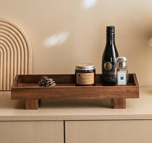 Plateau de service en bois massif sur mesure, pieds sculptés à la main, moderne, multifonctionnel, empilable, plateau de cuisine, plateau décoratif OEM - Product Image 5