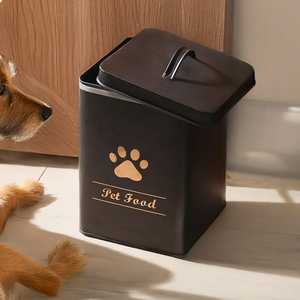 Nouveauté : Contenant de stockage pour aliments pour animaux de compagnie, en métal, hermétique, rectangulaire, capacité 10-20L, design minimaliste pour la cuisine - Product Image 1