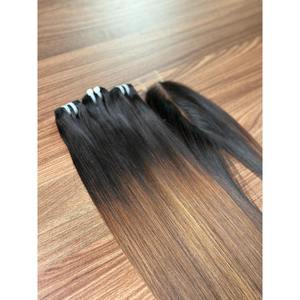 Cabello Anh para Extensiones de Cabello Humano Liso con Trama a Máquina, Sedoso, Suave, Brillante, Raíz Oscura, Caramelo Marrón Balayage, Virgen Vietnamita Doble - Product Image 4
