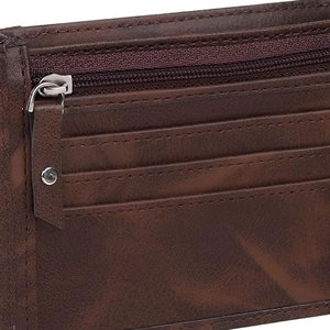 Portefeuille en cuir marron pour homme, style classique, en cuir véritable, impression numérique personnalisable, pince à billets, porte-cartes - Product Image 6