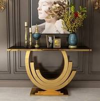 Table console moderne plaquée or en métal, avec rangement, durable et écologique, idéale pour l'entrée, le couloir ou le bureau – Vente en Inde