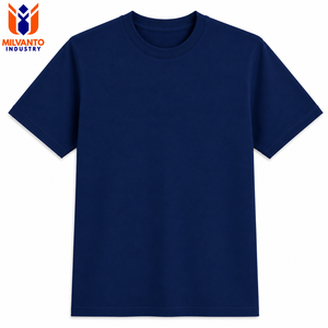 T-shirt pour homme en coton peigné 100% couleur marine |   T-shirt pour homme à manches courtes, col côtelé, coupe classique, respirant, premium, streetwear, blanc - Product Image 1