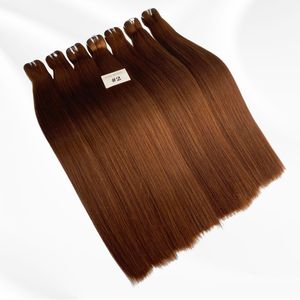 Cheveux vierges doublement étirés, extensions de cheveux de trame vietnamiennes crues, cheveux humains brun foncé, soyeux et raides, à cuticule alignée - Product Image 3