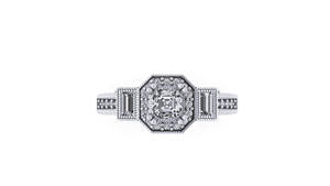 High Quality 10K Solid Gold Baguette <b>Emerald</b> Milgrain Halo Moissanite Diamond Original Fine <b>Rings</b> For Women's Wedding Engagement - Product Image 2