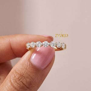 Anillo de Compromiso y Matrimonio de Lujo, Chapado en Plata 925, Acabado Mate, Corte Brillante, Diamante Cultivado en Laboratorio, Siete Piedras - Product Image 1