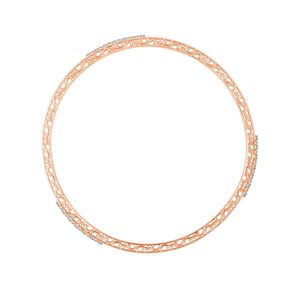 กำไลข้อมือทองคำโรสโกลด์ 14K ประดับเพชรทรงกลมเพาะเลี้ยงลายฉลุ - Product Image 1