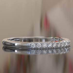 Anillo de boda redondo de media eternidad, banda de boda de oro macizo para mujer, realzador de anillo, anillo de boda, media eternidad de moissanita a juego - Product Image 5