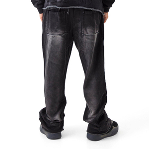 <b>Mens</b> Black Dip Dye Hooded Tracksuit Set Full Sleeve Loose Fit Sweatshirt With Side Pockets Streetwear Autumn Style - Product Image 4