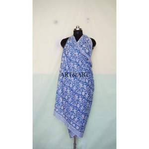 Pario Damen Handgefertigter Blumen-Satin-Baumwoll-Strandsarong Maßgeschneidert Günstiger Langer Casual Party-Stil Einfarbig Gepunktet Tägliche Kleidung - Product Image 2