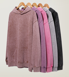 Custom Loose Drop Shoulder Casual Pullover <b>Vintage</b> <b>French</b> Terry 400 Gsm Heavyweight Distressed Acid Wash Hoodie Sweatshirt - Product Image 1