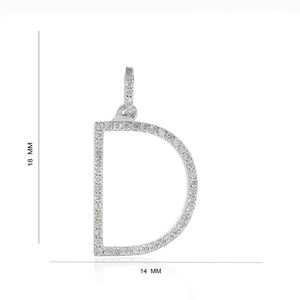 Colgante de Oro Blanco de 14k con Diamantes Naturales Pavé, Hecho a Mano, con Inicial D, Joyería Fina al por Mayor - Product Image 1