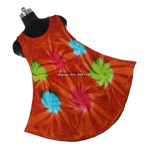 Magnifique robe longue maxi indienne en rayonne imprimée tie-dye, fabriquée à la main, pour femme - Product Image 1