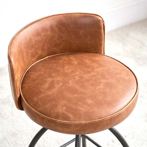 Industrial Brown Fabric Seat <b>Adjustable</b> <b>Bar</b> <b>Stool</b> - Product Image 5