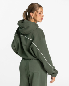 Ensemble de survêtement pour femme en molleton 100 % coton, couleur unie, style streetwear, écoresponsable, avec sweat à capuche oversize et pantalon de survêtement à jambes larges, personnalisable avec logo - Product Image 2