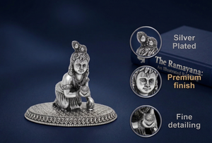 Ídolo de Laddu Gopal en Plata Oxidada de Jaipur Metals |   100% Latón |   7.5x5x5.5 cm |   115g |   Regalo para el Hogar o Templo para la Celebración de Diwali | - Product Image 2