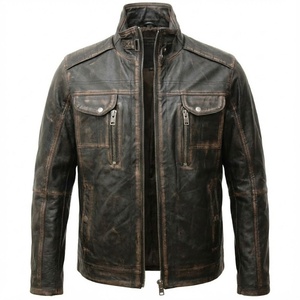 Veste en cuir pour homme surdimensionnée à manches longues, de qualité supérieure, personnalisée OEM, style vintage, avec fermeture éclair, en vente - Product Image 1