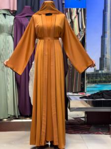 2026 New V Neck Long Sleeve Floor Length Modest Polyester Handmade <b>Flared</b> Hem Abaya Beaded Detail Women's Traditional Muslim - Product Image 2