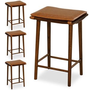 Set di 2 Sgabelli da Bar Moderni in Pelle con Cuscino Rimovibile e Poggiapiedi, Base Cromata per Casa, Bar, Hotel o Soggiorno - Product Image 6