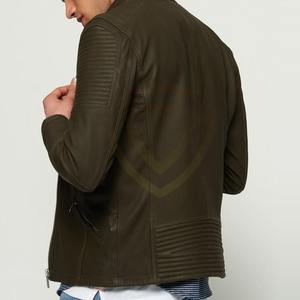 แจ็คเก็ตหนังผู้ชายสไตล์คลาสสิกแบบวิทยาลัย คอตั้ง สไตล์มอเตอร์ไซค์สำหรับฤดูหนาว ทำจากผ้าหนัง PU - Product Image 5