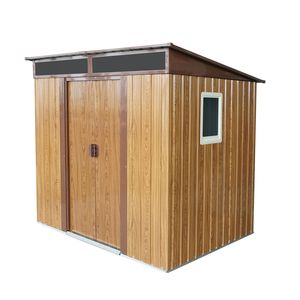 Abri de jardin en métal couleur café de 1,8 m x 1,5 m avec fenêtre et plaque transparente pour le rangement du jardin et de la pelouse - Product Image 4