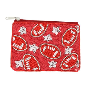 Football Beaded and Sequins Coin Bag Handcrafted Classic Embroidery Mixed Colors Minibag <b>for</b> <b>Card</b> and Small Essentials - Product Image 3