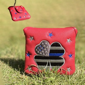 SOSH4 PU Leather <b>Golf</b> Putter Mallet Headcover 3D Embroidery <b>Golf</b> Clubs Stars Magnetic Closure Customized Size Durable Design - Product Image 1