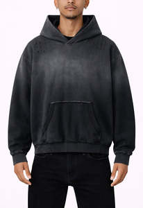 Vintage Washed Sun Fade Hoodie 100% Cotton <b>French</b> Terry Heavyweight Blank Hoodie High Quality Hoodie's OEM & ODM Manufacturer - Product Image 2