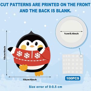 60 Pezzi Ritagli Decorativi Invernali a Tema Pinguino, Pupazzo di Neve e Fiocco di Neve per Bacheche Scolastiche e Decorazioni Natalizie - Product Image 1