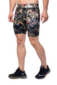 Shorts de compression taille haute à imprimé floral pour hommes, séchage rapide, en Spandex et Polyester, longueur courte, décontractés, taille élastique - Product Image 6