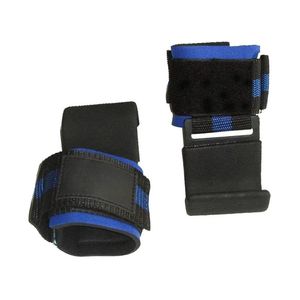 Reinforced Solid Steel Weightlifting Hooks Blue Trim Neoprene Padded Non-Slip Hook Loop Closure Powerlifting Grip Fitness - Product Image 3