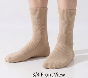 Chaussettes de sport mi-mollet pour hommes, respirantes, extensibles, haute qualité, avec logo personnalisé, compression, couche de base, amincissantes - Product Image 1