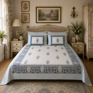 Hand Block Printed 100% Cotton Cooling Wedding Bed <b>Sheet</b> <b>Set</b> 2 <b>Pillowcases</b> 200TC Breathable Eco-Friendly 3 Pcs - Product Image 5