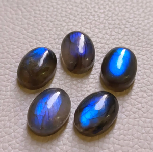 Cabochon ovale en labradorite bleue naturelle 12x16mm, pierre précieuse lâche polie à reflets vifs pour la fabrication de bijoux, lot en gros - Product Image 3