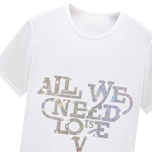 T-shirt décontracté en coton pour femme avec strass, col rond, doux et confortable, fournisseur en gros OEM ODM - Product Image 3
