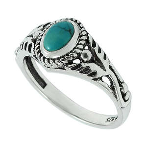 New Retro Design <b>Turquoise</b> Gemstone <b>Ring</b> In 925 Sterling Silver Unisex Jewelry Beautiful Valentine's Day Gift At Lowest Price - Product Image 1