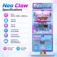 Neofuns Machine à griffes à monnayeur pour 2 joueurs, machine à prix d'arcade pour centre de jeux et FEC