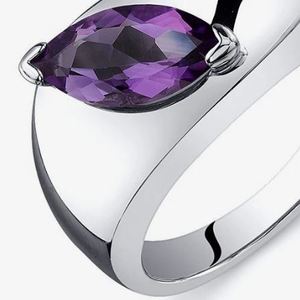 Marquise Cut Amethyst 14K Gold Plated 925 <b>Sterling</b> <b>Silver</b> Luxury Engagement & Wedding <b>Ring</b> 10x5mm Prong <b>Set</b> - Product Image 2
