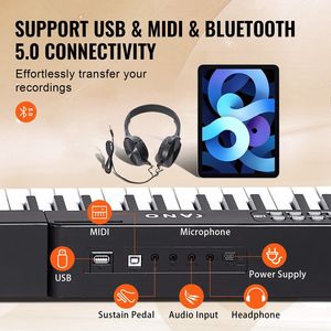 Tastiera di pianoforte digitale a 88 tasti pianoforte portatile elettrico Semi-ponderato a grandezza naturale - Product Image 4