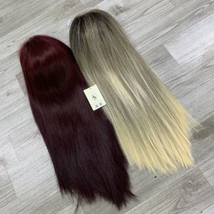 Wholesale Small Knots Customized Full Cuticles Aligned Balayage Vietnamese Human <b>Hair</b> Wigs Straight Swiss 5x5 HD Lace Front Wig - Product Image 3