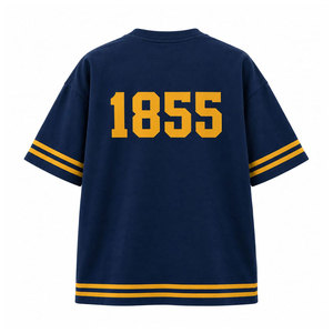 เสื้อยืดแขนสั้นไซส์ใหญ่ Sigma Chi 1855 สไตล์ Preppy สำหรับผู้ชาย คอกลม ผ้าคอตตอนเจอร์ซีย์ แต่งขอบตัดสี - Product Image 3