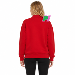 Arkansas Mock Neck <b>Sweatshirt</b> Custom Applique Lettering Mock Neck <b>Sweatshirt</b> High Quality Embroidery <b>Red</b> Mock Neck <b>Sweatshirt</b> - Product Image 3